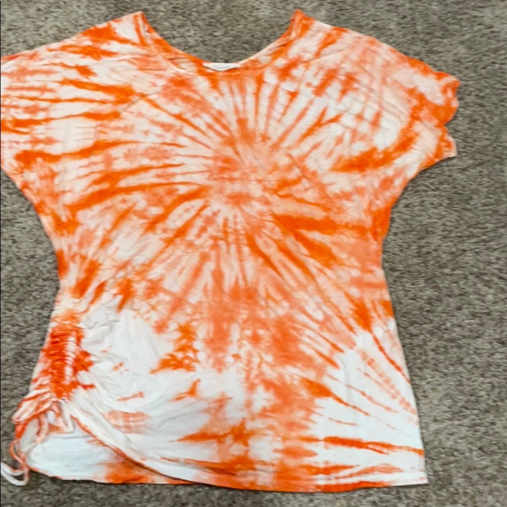 Sugar lips orange tye dye top with rouched tie up